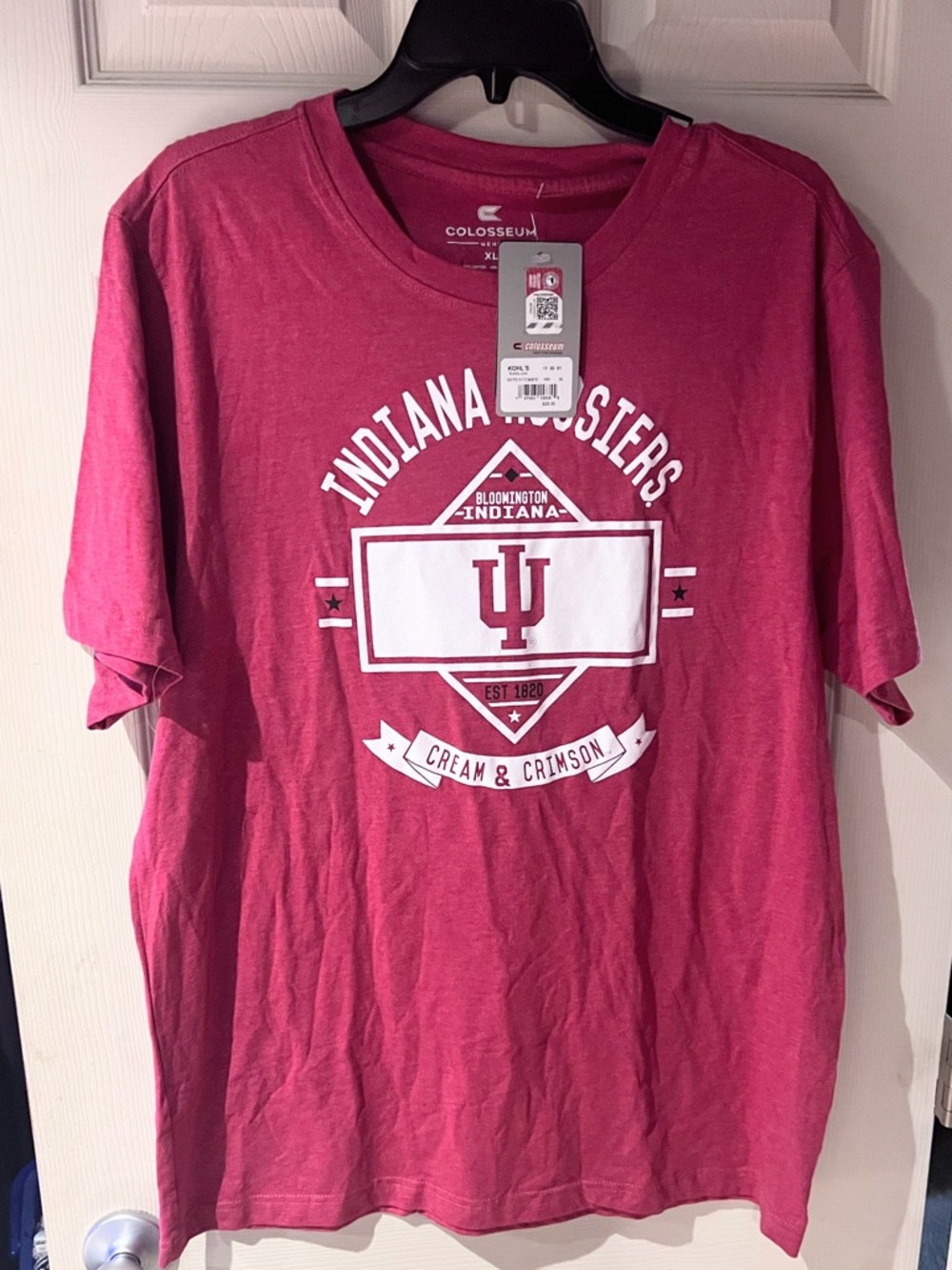 Colosseum Indiana Hoosiers Cream & Crimson Graphic Tee - Crimson NWT
